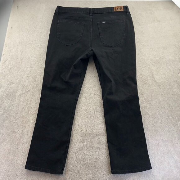 Lee Womens Jeans Size 16 Short Straight Leg Classic Black Denim Casual Stretch - Picture 14 of 14